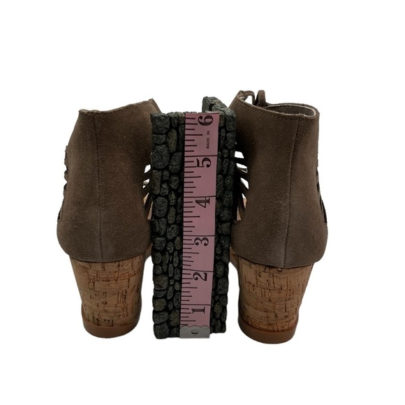 Wedge Taupe Leather Loraine Lace Up Cork Memory Foam Heels Size 7.5 Women's - Picture 7 of 8